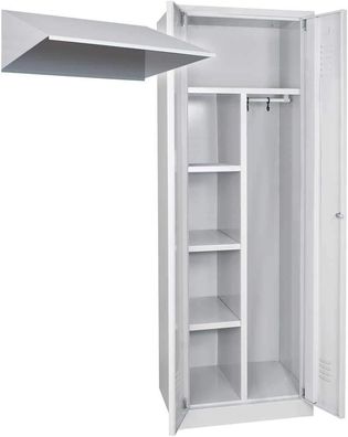 Putzmittelschrank mit Sockel u. Schrägdachaufsatz, BxTxH 600x500x1800/2040 mm