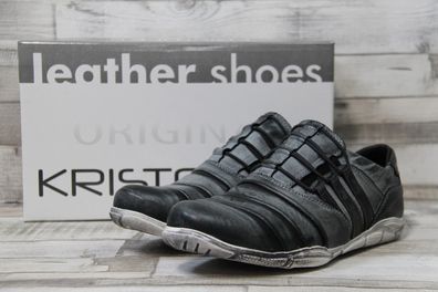 Kristofer Herren Slipper grau/schwarz/bordo im Streifenmuster