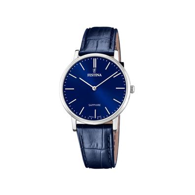 Festina Herren Uhr F20012/3 Swiss Made Leder dunkelblau