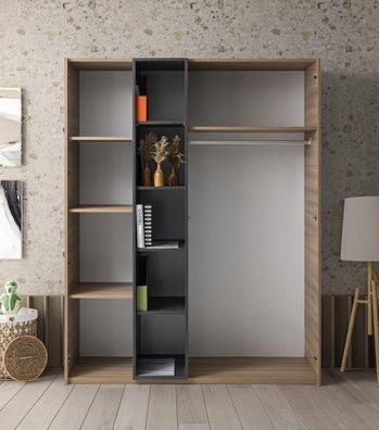 Kleiderschrank Modern Spiegel Offene Regalfächer Stilvolle Ordnung Kinderzimmer