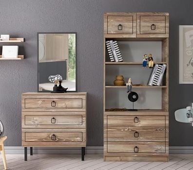Kommode Bücherregal Holz Schubladen Schwarz Aufbewahrung Dekoration Modern