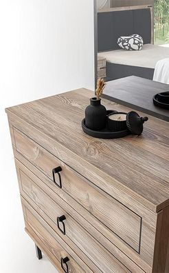 Kommode Holz Drei Schubladen Spiegel Elegantes Wohnen Kinderzimmer Schwarz Möbel