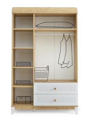 Design Kleiderschrank Holzschrank Schrank Möbel Holz Weiß Neu