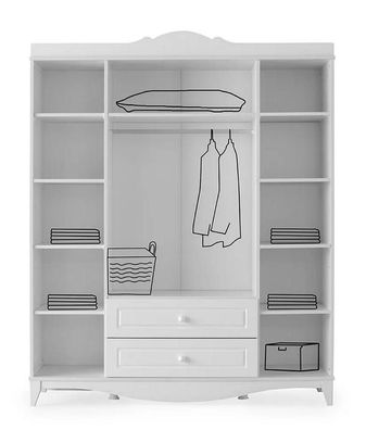 Kleiderschrank Elegant Vier Türen Schubladen Klassisches Design Stilvolles Möbel