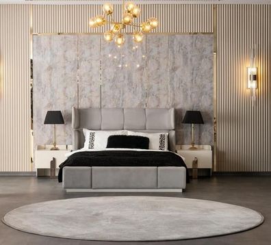 Schlafzimmergarnitur Bett 2X Nachttische Kleiderschrank Schlafzimmer Set 4Tlg