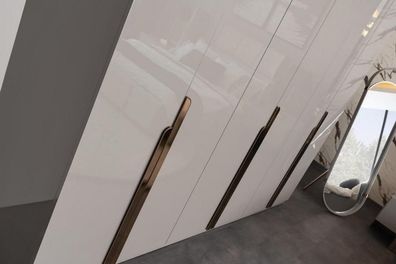 Kommode Standspiegel Kleidershrank Hochglanz Edelstahl Schlafzimmer Grau