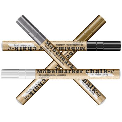 Möbel Marker Set 4x 10ml Metal Holz Glas Design Ersatzspitze Wasserfest
