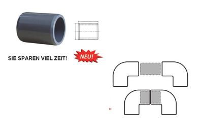 Cepex 63 mm PVC Verbindungsstück für PVC Rohr Fittings