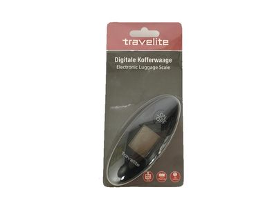 schwarze kleine digitale Kofferwaage, bis 40kg, Genauigkeit 100g, Travelite