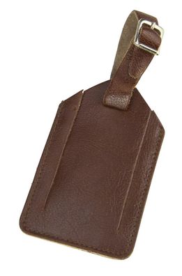 Leder Kofferanhänger braun, weiches Leder, mit Klappe für Datenschutz