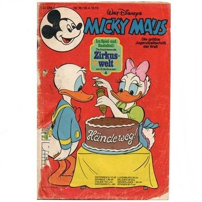 Micky Maus Comics Heft Nr.16 von 1978 Walt Disney Sammlerheft Beschädigt