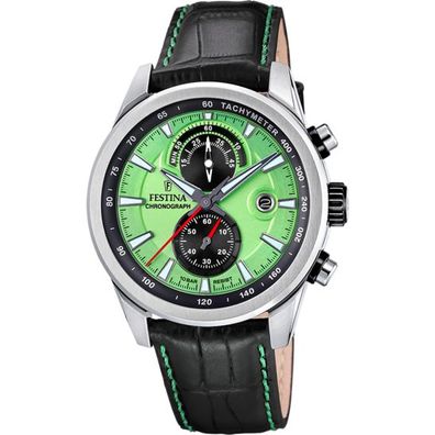 Festina Herren Uhr Chrono Bike F20695/3 Leder, Grün