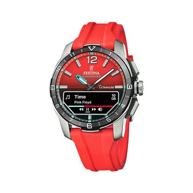 Festina Connected D F23000/6 Herren Uhr, Titan, Rot, Silikon