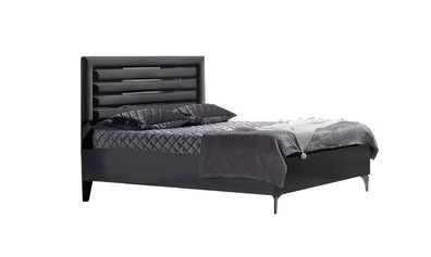 Schlafzimmer Set Bett + 2X Nachttische 3Tlg Moderne Möbel Holz Schwarz 180Cm