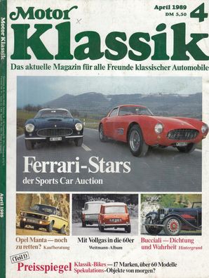 Motor Klassik 4 / 1989, Ferrari, Manta, Bucciali, Porsche 356, Kapitän