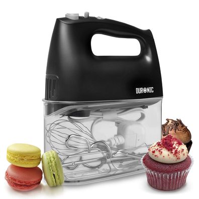 Duronic HM4 BK Handmixer 400W Rührgerät Knethaken Teig Mixer für Backen Schwarz