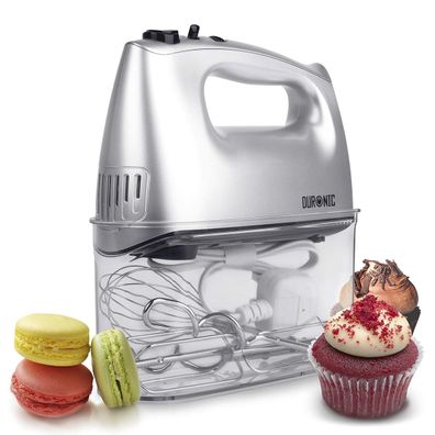 Duronic HM4 SR Handmixer 400W mit Rührbesen Knethaken Aufbewahrungsbox