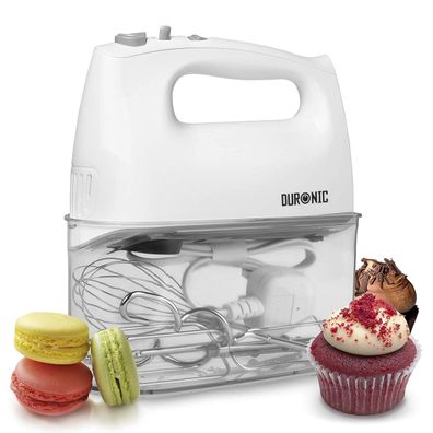 Duronic HM4 WE Handmixer 400W Rührgerät Knethaken Teig Mixer für Backen Weiß