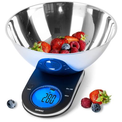 Duronic KS5000 Küchenwaage Digitalwaage 5kg mit abnehmbarer 3L Schüssel