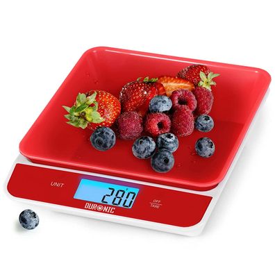 Duronic KS100 RD Küchenwaage Digitalwaage 5kg mit 1,2L Schüssel Kochen