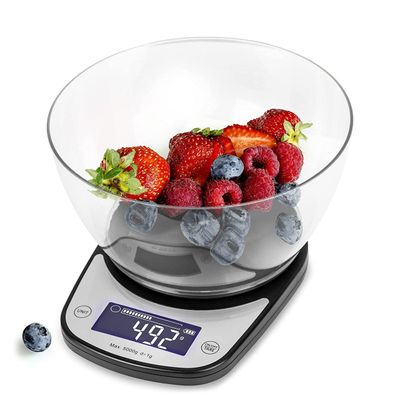 Duronic KS5000 BK Küchenwaage Digitalwaage 5kg mit 2,5L Schüssel präzise