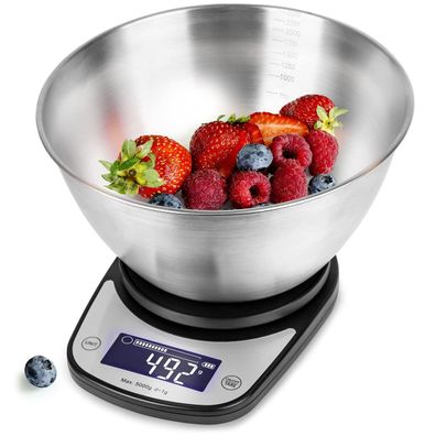 Duronic KS5000 BK/CR Küchenwaage Digital 5kg Haushaltswaage mit Tara-Funktion