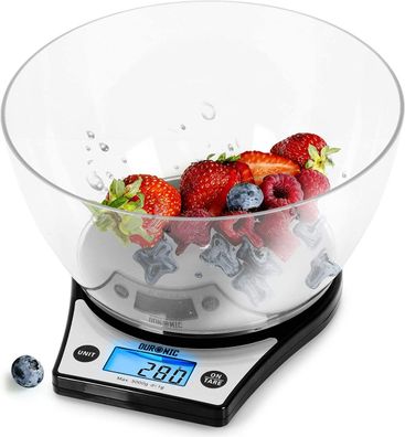 Duronic KS6000 BK Digitale Küchenwaage 5kg 2,5L Schüssel Tara-Funktion