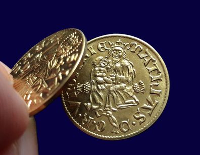 2 St. Replik einer Golddukaten von Matthias Corvinus - handgefertigte Prägestempel