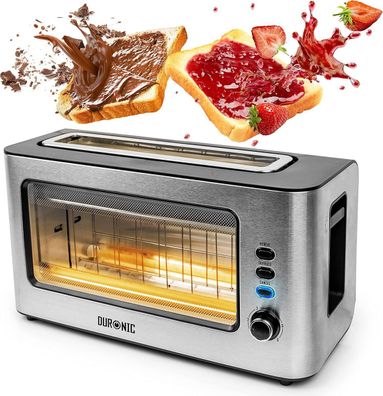Duronic TB10 Toaster mit Sichtfenster große Toastschlitze 6 Stufen 1000W