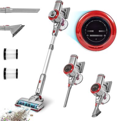 Duronic VC24 Akku Staubsauger kabellos 50 Min LED Bürste für Hartböden