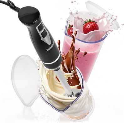 Duronic HB35C Stabmixer 350W, Edelstahl Pürierstab mit 2 Messbechern