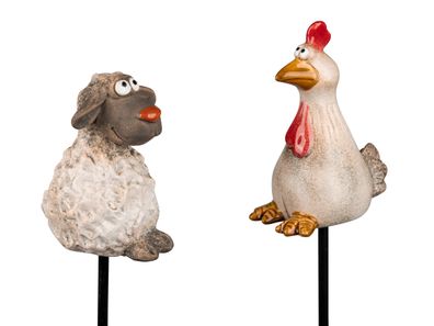 1 Stück Blumenstecker Gartenstecker Schaf oder Huhn