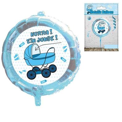 Folienballon Hurra! EIN Junge, Kinderwagen, ca. 45 cm+A1: 42