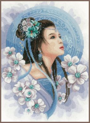 Lanarte PN-0169168 Asiatische Frau in Blau Kreuzstichpackung