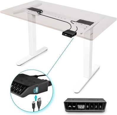 Duronic TM61 WE Höhenverstellbarer Schreibtisch elektrisch Gamer Tischgestell