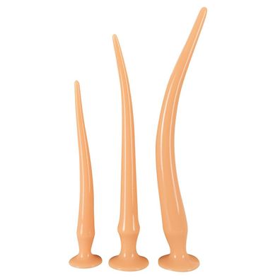 Super Long Flexible Butt Plug 3er Set hautfarben hell