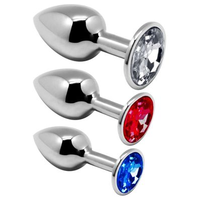 Analplug, Buttplug Metall Plug Kit 3 Teilig Kristall