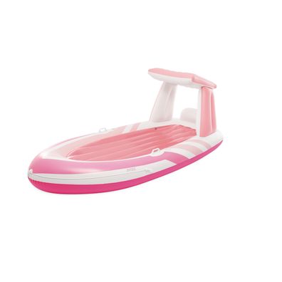 INTEX Luftmatratze Pink Paradise Boat mit Dach Haltegriffen Getränkehaltern