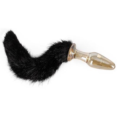 Anal Plug Dildo Analstöpsel Buttplug Glasdildo Gold mit Schwanz 28cm