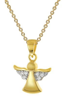 trendor Schmuck Mädchen Engel-Anhänger 333 Gold mit vergoldeter Silberkette 68211