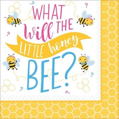 Servietten Baby-Party "Was wird es sein?" Biene 16 Stück 33 x 33 x 33 cm
