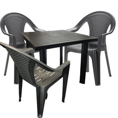 4tlg Bistrogarnitur Gartengarnitur Outdoormöbel Kunststoff 80x75xH72cm Anthrazit