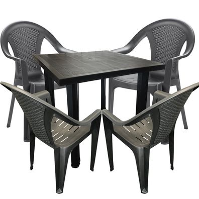 5tlg Bistrogarnitur Gartengarnitur Outdoormöbel Kunststoff 80x75xH72cm Anthrazit