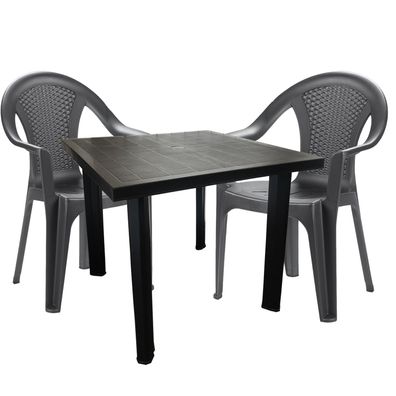 3tlg Bistrogarnitur Gartengarnitur Outdoormöbel Kunststoff 80x75xH72cm Anthrazit
