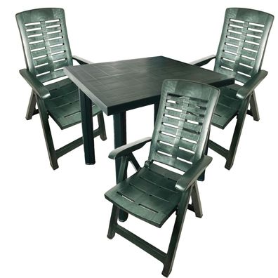 4tlg Outdoormöbel Bistrogarnitur Outdoormöbel Kunststoff 80x75xH72cm Grün