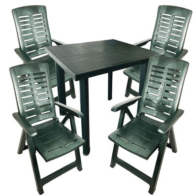 5tlg Outdoormöbel Bistrogarnitur Outdoormöbel Kunststoff 80x75xH72cm Grün