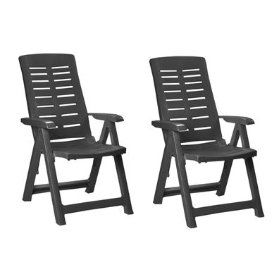 2er Klappsessel Klappstuhl Gartenstuhl Positionsstuhl 5 Pos Kunststoff Anthrazit