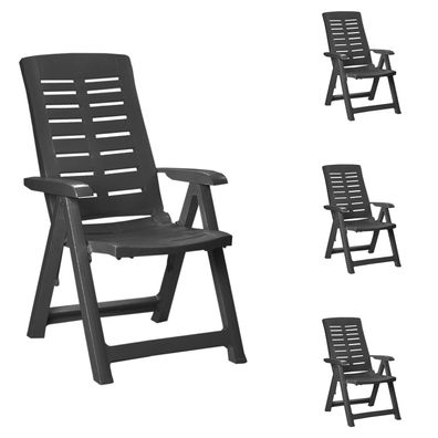 4er Klappsessel Klappstuhl Gartenstuhl Positionsstuhl 5 Pos Kunststoff Anthrazit