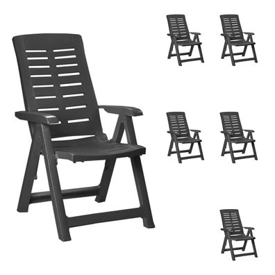 6er Klappsessel Klappstuhl Gartenstuhl Positionsstuhl 5 Pos Kunststoff Anthrazit