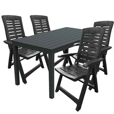 5tlg Gartenmöbel Outdoormöbel Sitzgarnitur Kunststoff Tisch 138x80cm Klappstuhl